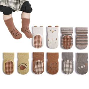 lot 2469 image: Tatibana Baby Non Slip Socks, 5pairs Toddlers No Slip Socks Non Slip Bottom Kids Socks Cartoon Baby Little Girls Boys Socks with Grips (as1, age, 0_month, 12_months, 5 mixed color C)