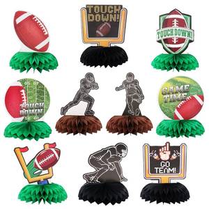 lot 2489 image: Heliltd 10Pcs Football Party Honeycomb Decorations Football Centerpieces for Table Football Themed Party Decorations Football Party Table Supplies for Birthday Party Game Day Celebrations