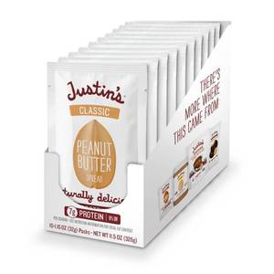 lot 2492 image: Justins Classic Peanut Butter Squeeze - 1.15oz  10ct