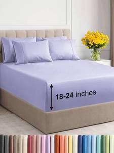 lot 5612 image: Extra Deep Queen Sheet Set - 6 Piece Breathable & Cooling Sheets - Hotel Luxury Bedding Set with 18-24 Inch Extra Deep Pockets - Easy Fit - Super Soft, Wrinkle Free and Comfy - Lavender, Queen Size
