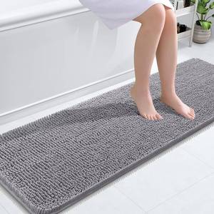 lot 5613 image: OLANLY Bathroom Rugs 59x20, Extra Soft Absorbent Chenille Bath Rugs, Rubber Backing Quick Dry, Machine Washable Bath Mats for Bathroom Floor, Tub and Shower, Home Decor Accessories, Grey