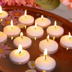 lot 5621 image: A48 Pack 2 inch White Floating Candles Unscented Floating Candle for Centerpieces 5-6 Hours Burning 2�� Floating Candle Bulk for Wedding