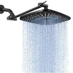 lot 5622 image: Veken Rain Shower Head,11.8 Inch Large Rainfall Showerhead, Adjustable Stainless Steel Extension Arm, Detachable High Flow Rain Fall Showerheads with Anti-Clog Nozzles, Matte Black
