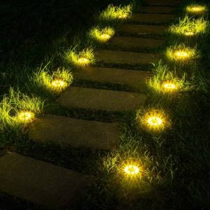 lot 5640 image: GIGALUMI 20 Pack Solar Ground Lights Outdoor, Solar Walkway Lights Waterproof, Landscape Lighting for Outside Pathway Driveway (Warm White)