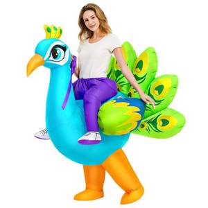 lot 5646 image: KOOY Inflatable Costume for Adult,Peacock Halloween Costumes Air Blow up Costumes for Women Girls, Funny Ride on Peacock Costume, Inflatable Suit for Men Halloween Party