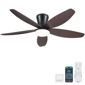 lot 5652 image: Surtime Ceiling Fans with Lights-42 Low Profile Ceiling Fan with Light and RemoteAPP Control,Flush Mount,DC Reversible,LED Dimmable Modern Ceiling Fans for Bedroom,IndoorOutdoor Patio Use(Brown)