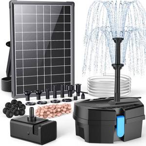 lot 5655 image: POPOSOAP Solar Fountain Pump with Pond Filter Kit, 8W Solar Pond Pump with Pond Filter Box, Pond Filter for Outdoor Pond Garden Fountain Waterfall DIY Water Feature-P3081