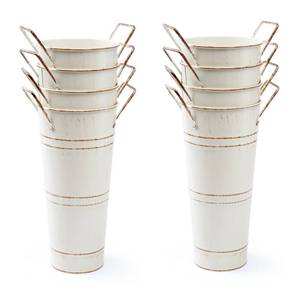 lot 5658 image: Notakia Galvanized Metal Vases Farmhouse French Flower Bucket Vases for Cut Flowers for Home Decor and Wedding Table Centerpiece Decorations (Beige Set of 8)