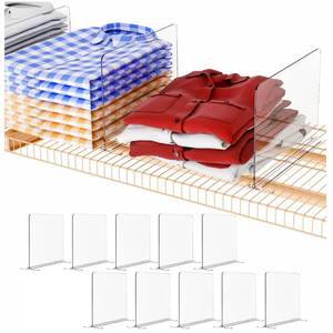 lot 6000 image: Clear 10 Pack Wire Shelving Closet Organizer-No Tool-Acrylic Closet Shelf Organizers and Storage,8.5 Tall Top Shelf & Closet Separators for Shirt,Sweater,Handbag,Sweatshirt Wire Closet Organizer