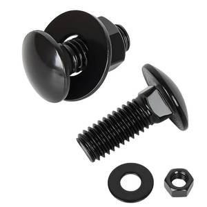 lot 6005 image: 14-20 x 1 Carriage Bolt Kit, Stainless Steel 304 Carriage Bolts Screws with Hex Nuts & Flat Washers, Round Head Square Neck, Full Thread, Black Finish, 12 Sets