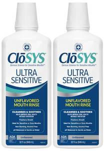lot 6021 image: CloSYS Ultra Sensitive Mouthwash, Unflavored Alcohol Free, Dye Free, pH Balanced, Helps Soothe Entire Mouth �� 32 Oz (Pack of 2)