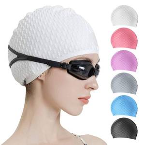 lot 6030 image: Tripsky Silicone Swim Cap,Comfortable Bathing Cap Ideal for Curly Short Medium Long Hair, Swimming Cap for Women and Men, Shower Caps Keep Hairstyle Unchanged (White)
