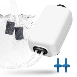 lot 6039 image: AQUANEAT Aquarium Air Pump, 100gal Fish Tank Air Bubbler, Adjustable Dual-Outlet Hydroponic Oxygen Aerator with Stones, Airline Tubing, Check Valves