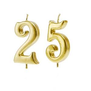 lot 6043 image: Mart 25th Birthday Candles,Gold Number 25 Cake Topper for Birthday Decorations