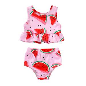 lot 6050 image: YOUNGER TREE Toddler Baby Girls Summer Swimsuit Sleeveless Watermelon Swimwear Two-Piece Suit Beach Bikini (Pink and Watermelon, 18-24 Months)