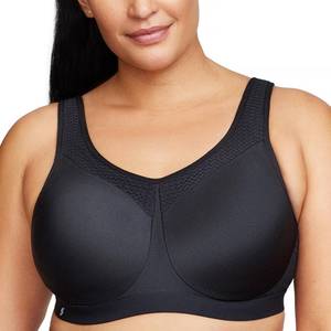 lot 6388 image: Full Figure Plus Size High Impact Wonderwire Sports Bra Underwire #9066 Black size 40H