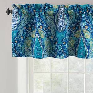 lot 6392 image: DriftAway Christopher Peacock Floral Pattern Thermal Insulated Blackout Window Curtain Valance Rod Pocket 2 Layers 52 Inch by 18 Inch Plus 2 Inch Header Teal