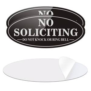 lot 6406 image: No Soliciting Sign for House, 2 Pack Self-Adhesive Aluminum Metal No Solitation Do Not Knock or Ring Bell Sign, 7.0 x 3.0 inches Rust Free Signs for Door and Wall (BlackWhite)