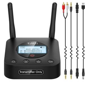 lot 6409 image: 1Mii B06TX Long Range Bluetooth 5.2 Transmitter for TVPCProjector to 2 Wireless HeadphonesSpeakers, Bluetooth Adapter for TV wScreen Display Plug n Play, aptX Low Latency & HD Audio