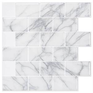 lot 6424 image: Art3d 10-Sheets Peel and Stick Backsplash Tile for Kitchen (12x12, Grey Marble) (A17053P10)