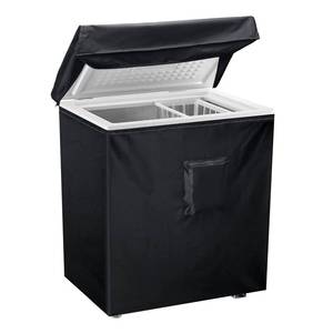 lot 6428 image: Black Chest Freezer Cover, Luxiv Waterproof Freezer Covers Compact for 3.5 Cubic Feet Chest Freezer Cover for Open, Zipper Pocket, Strap