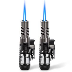 lot 6439 image: LcFun Torch Lighter 2 Pack Windproof Adjustable Single Jet Flame Butane Lighter Refillable Gas Lighter for Candle Camping Grill BBQ Fireplace (Butane Not Included)