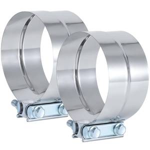 lot 6441 image: Vitonsbay 3.5 Inch Exhaust Clamp,3 12 In Lap Joint Exhaust Band Clamp Sleeve Coupler Stainless Steel (2Pcs)