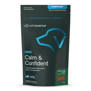 lot 6466 image: VetriScience Calm & Confident Chews, Composure Clinically Tested Anxiety and Calming Chews for Dogs, Reduce Stress, Ideal for Thunderstorms, Fireworks and Travel, Peanut Butter, 60 Count