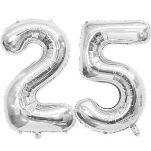lot 6468 image: 25 Balloon Number, 40 Inch Silver Foil Balloons Giant Jumbo Helium Number 25 or 52 Balloons for 25th 52th Birthday Decorationss Anniversary Events Boys Girls Party Decorationss (Silver)