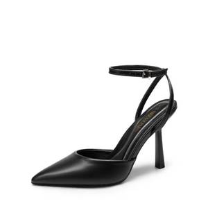 lot 6472 image: DREAM PAIRS High Heels for Women Closed Pointed Toe Dress Shoes for Women Ankle Strap Stiletto Heel Party Wedding Sexy Pump Shoes,Size 7,Black-Pu,SDPU2496W