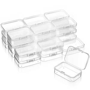 lot 6495 image: SATINIOR 24 Packs Small Clear Plastic Beads Storage Containers Box with Hinged Lid for Storage of Small Items, Crafts, Jewelry, Hardware (2.5 x 1.7 x 0.8 Inches)