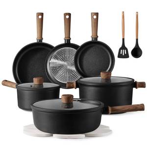 lot 9158 image: CAROTE Nonstick Pots and Pans, Induction Cookware Set 16pcs Kitchen Cooking Sets, Pot and Pan Non Stick wFrying pan (PFOS, PFOA Free)