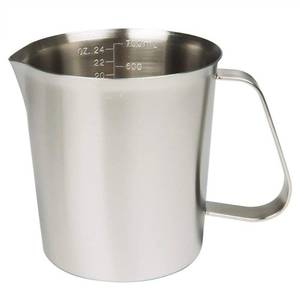 lot 9169 image: Measuring Cup, Stainless Steel Measuring Cup (24 Ounce 0.7 Liter), Milk Frothing Pitcher, Steaming Pitcher, Milk Frothing Cup with Marking with Handle for Espresso Machines, Latte Art