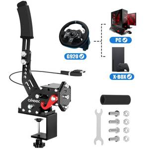 lot 9181 image: aikeec USB Handbrake Clamp for PC Sim Racing Games G25 G27 G29 T500 FANATECOSW DIRT RALLY Windows (Black, XBOX)
