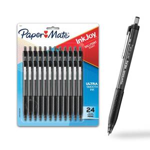 lot 12095 image: Paper Mate InkJoy 300RT Retractable Ballpoint Pens, Medium Point (1.0mm), Black, 24 Count