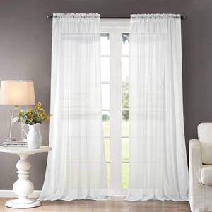 lot 12107 image: Dreaming Casa Solid Sheer Curtains Draperies White Rod Pocket 2 Panels 52 W x 102 L