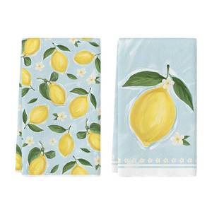 lot 12116 image: Artoid Mode Lemon Flower Summer Kitchen Towels Dish Towels, 18x26 Inch Seasonal Summer Decoration Hand Towels Set of 2