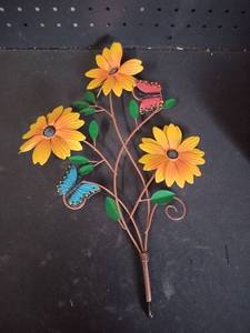 lot 12128 image: Decorative Metal Sunflower and Butterfly Wall Art