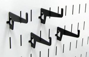 lot 12153 image: Wall Control 2-78in Long Reach Hook Pack - Slotted Metal Pegboard Hooks Pegboard and Slotted Tool Board - Black
