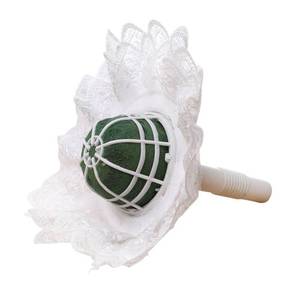 lot 12156 image: JIANWEI Bride Bouquet Holder, DIY Wedding Foam Bouquet Handle, Home Exquisite Supplies with Lace Trim, Fresh Artificial Flower Holder Decoration(White)