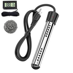 lot 12185 image: Bath Water Heater 2000W Immersion Electric - Portable Bucket Heater wDigital LCD Thermometer, Submersible Water Heater for Bathtub, Pool, Camping & Hot Tubs �� (Black)