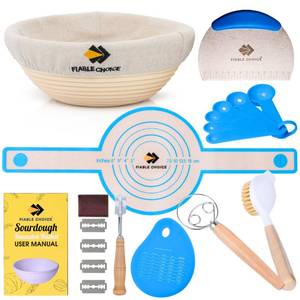 lot 16269 image: Complete Sourdough Starter Kit �� 10-Inch Round Banneton Bread Proofing Basket, Bread Making Supplies & Tools Set, Sourdough Proofing Basket for Artisan Baking, Perfect Sourdough Gift for Home Bakers