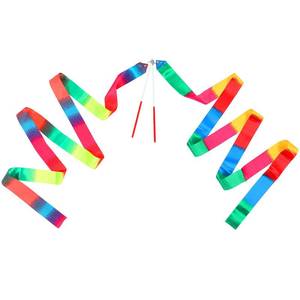 lot 16294 image: 2Pcs Rhythmic Dance Ribbons 78.7 Inch Rainbow Gymnastics Ribbon Dancer Wands Dance Twirling Sticks Sparkling Baton Streamer for Artistic Dancing Gymnastic Circus Carnival Show Outdoor Play (Colorful)