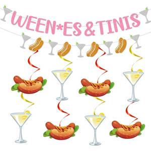 lot 16311 image: Hokinaa Tinis Banner Decorations - 10 Pcs Pink Glitter Martini Bar Bachelorette Party Banner Bridal Shower Party Decor Supplies Martini Hot Dog Cocktail Themed Bar Decorations Supplies