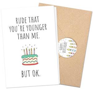 lot 16330 image: Funny Birthday Cards For Women Men, Happy Birthday Greeting Card for Her Sister Girlfriend, Husband Wife Birthdays Gift, 30th 40th 50th 60th Blank Birthdays Card for Best Friend with Envelope & Sticker 3 Pack