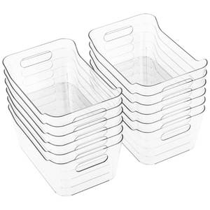 lot 19254 image: Tiawudi 12 Pack Plastic Storage Bins, Multi-Use Organizer Bins, Pantry Organizer, Clear Storage Containers for Home, Kitchen, Office, Cabinet, Shelf and Fridge Organization