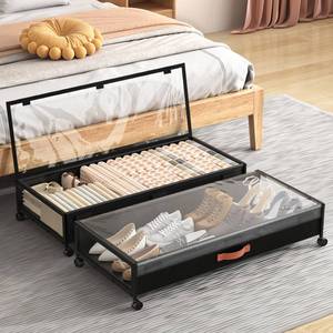 lot 19270 image: Under Bed Storage with Wheels, XXXL Larger Under Bed Storage Containers with Clear Lids, 36 Lengthen Under Bed Shoe Organizer, Rolling for Shoes Clothes(Black 2 Pack, XXXL(36x16.6x7.48))
