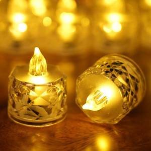 lot 19277 image: SupBri 12 Pack Crystal LED Tea Light Candles, Battery Operated, Flameless, Kids & Pets Friendly, Long Battery Life, Modern Design for Decoration, Wedding, Party, Dating, Festival Celebration, Dinner