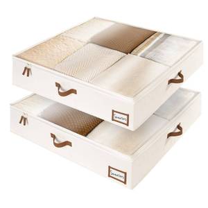 lot 19285 image: StorageWorks Underbed Storage Box, Under Bed Clothes Organizer With Sturdy Structure and Ultra Thick Fabric, Beige, 33 L x 31 W x 6 � H, 2 pack