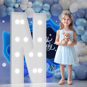 lot 19288 image: Big Marquee Light-up Letter Decorations 4 Feet Tall Large Letters N Marry Me Proposal Baby Shower Alphabet 4FT Sign Graduation Party Wedding Engagement Anniversary HOCO Decor Mosaic Balloon